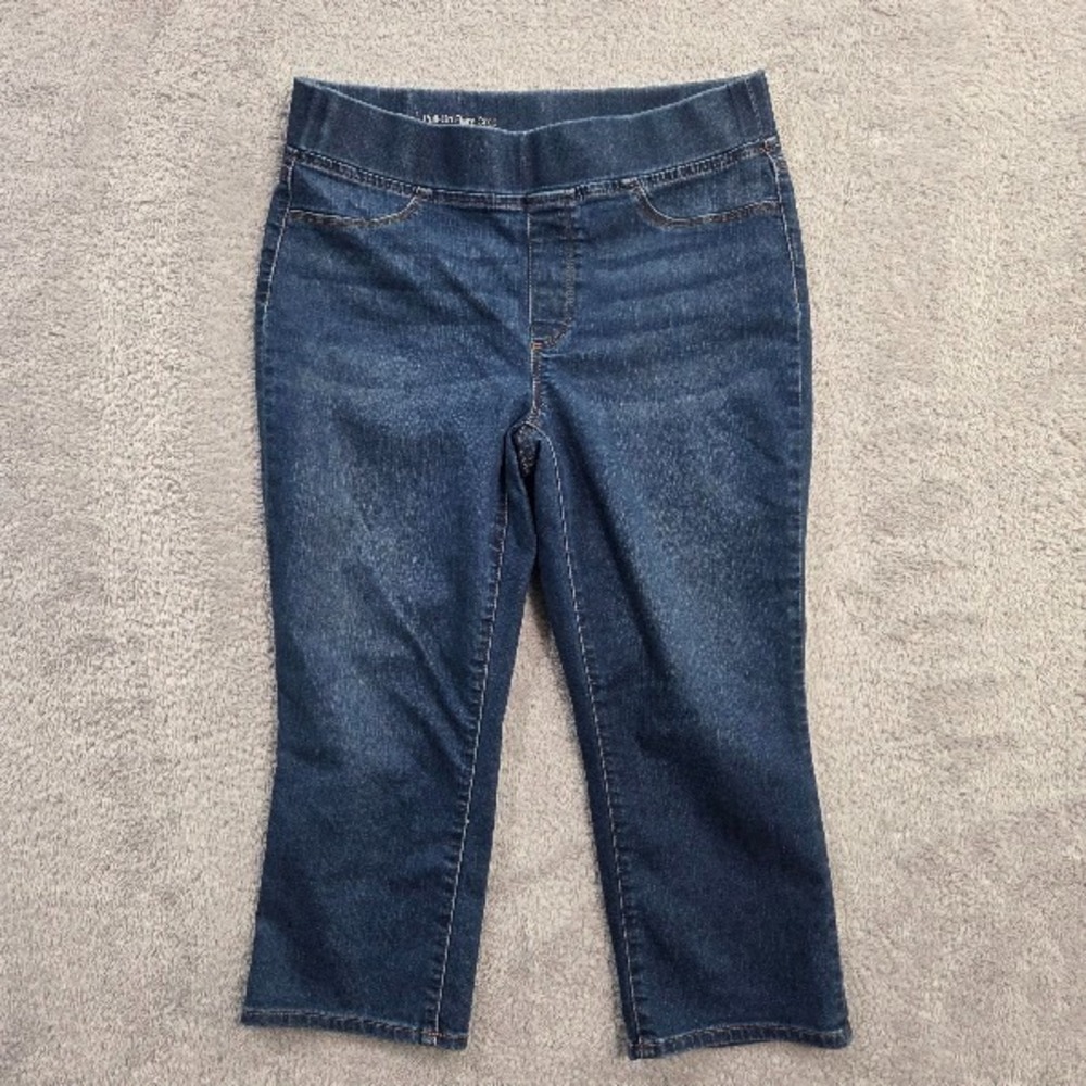TALBOTS Pull-On Flare Crop Flawless Stretch Pull On Women's‎ Size 8P Blue Denim